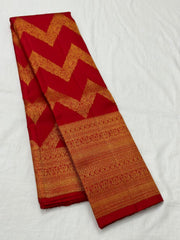 RED/GOLD BORDER COMBITION PURE KANCHI SILK SAREE