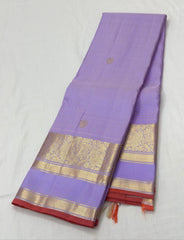 LAVENDER/ORANGE BORDER COMBITION PURE KANCHI SILK SAREE