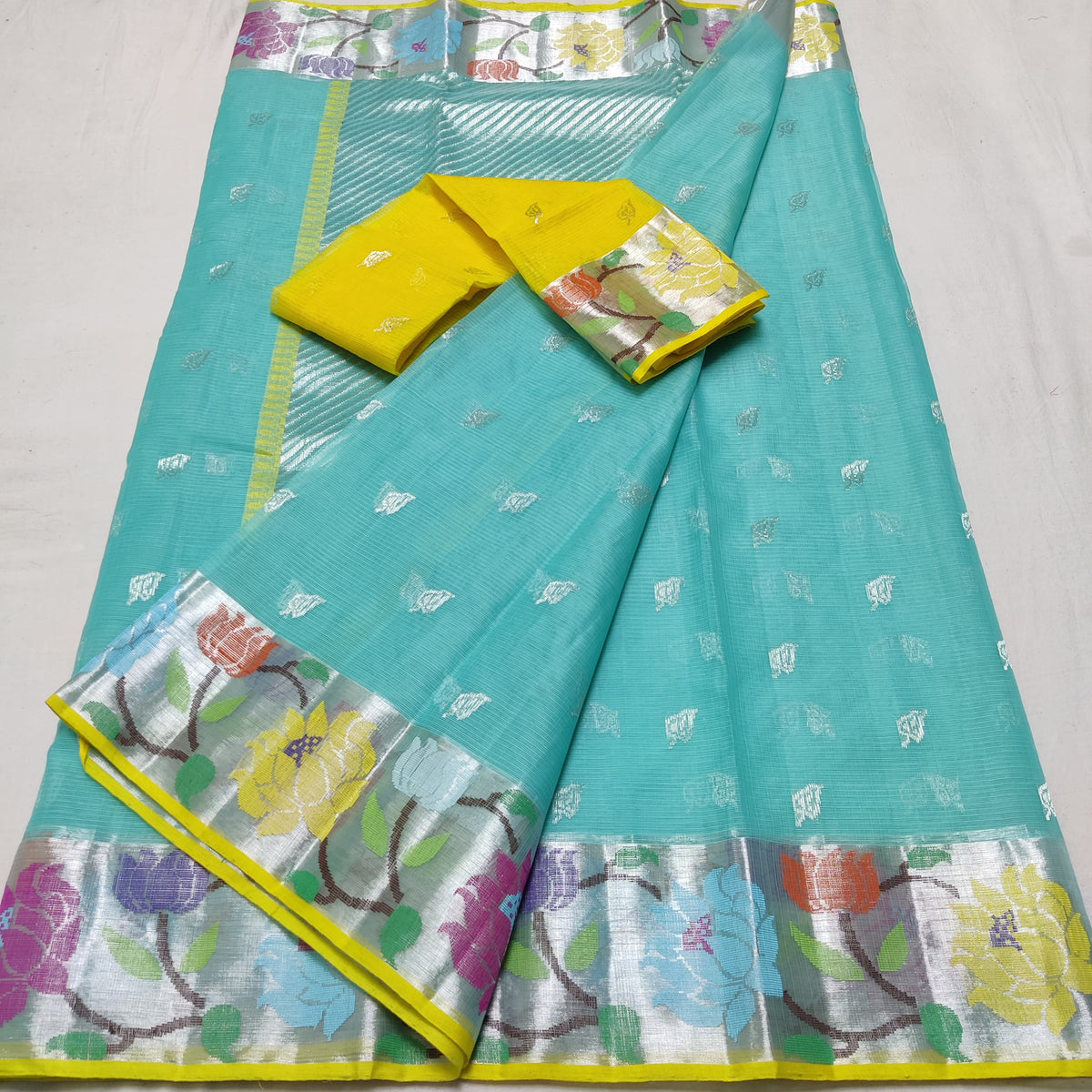 BLUE/YELLOW ZARI KOTA SAREES