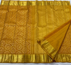 MUSTARD YELLOW BORDER COMBITION PURE KANCHI SILK SAREE