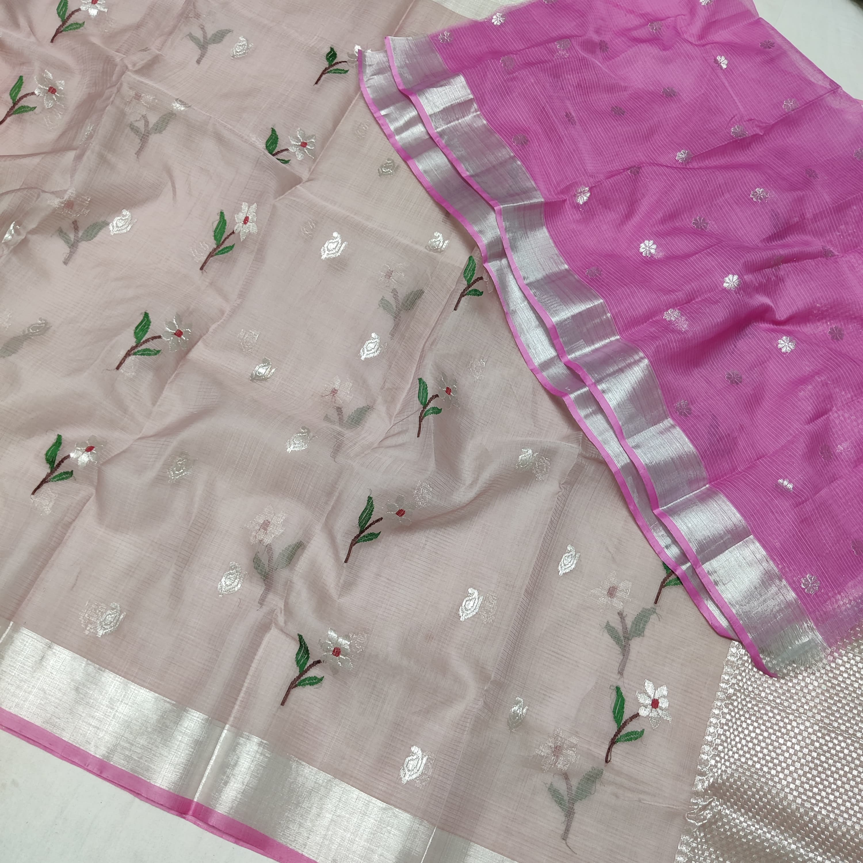 LILAC /BABY PINK   ZARI KOTA SAREE