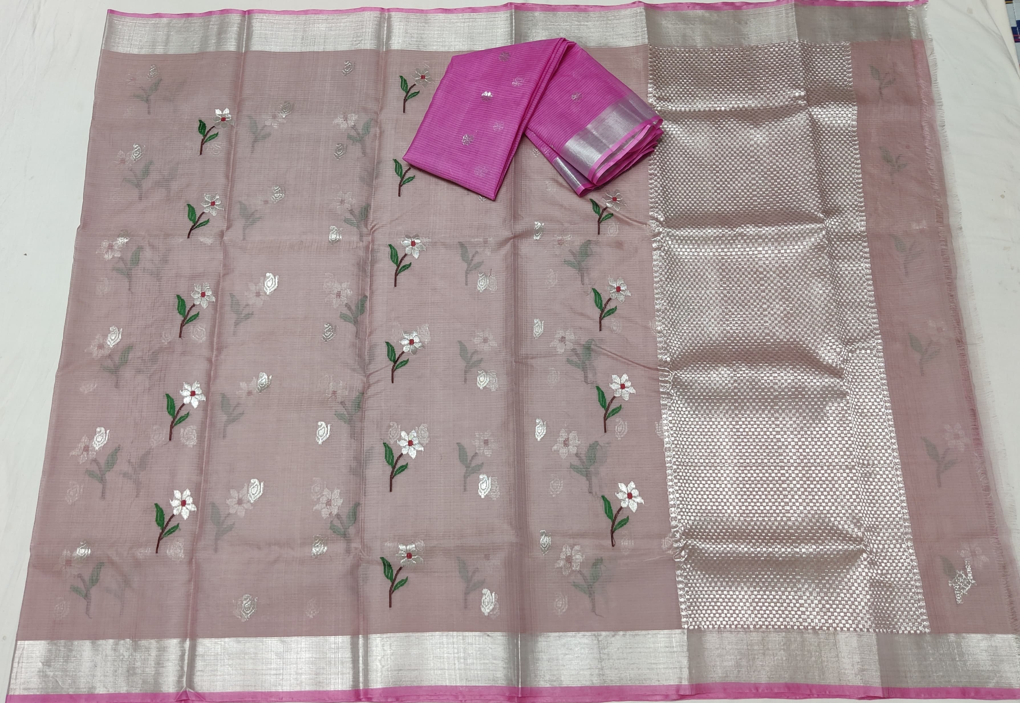 LILAC /BABY PINK   ZARI KOTA SAREE