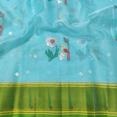 SKY BLUE/GREEN    ZARI KOTA SAREE