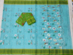 SKY BLUE/GREEN    ZARI KOTA SAREE