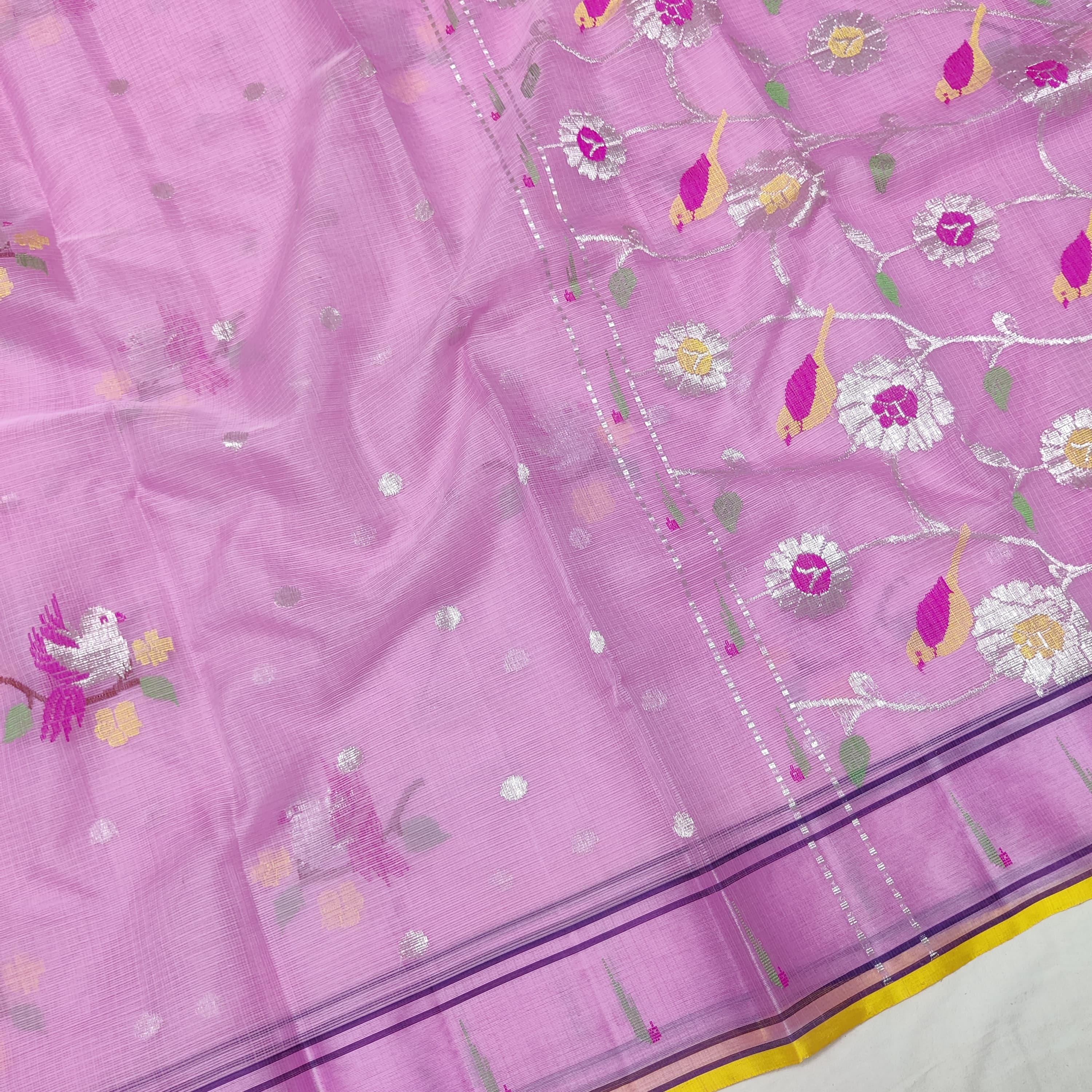 BABY PINK/YELLOW  ZARI KOTA SAREE