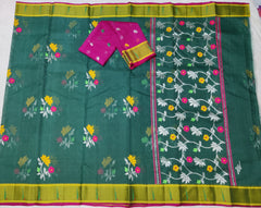 BOTTLE GREEN/MEHANDI GREEN  ZARI KOTA SAREE