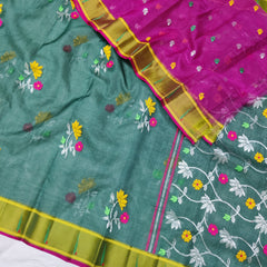 BOTTLE GREEN/MEHANDI GREEN  ZARI KOTA SAREE