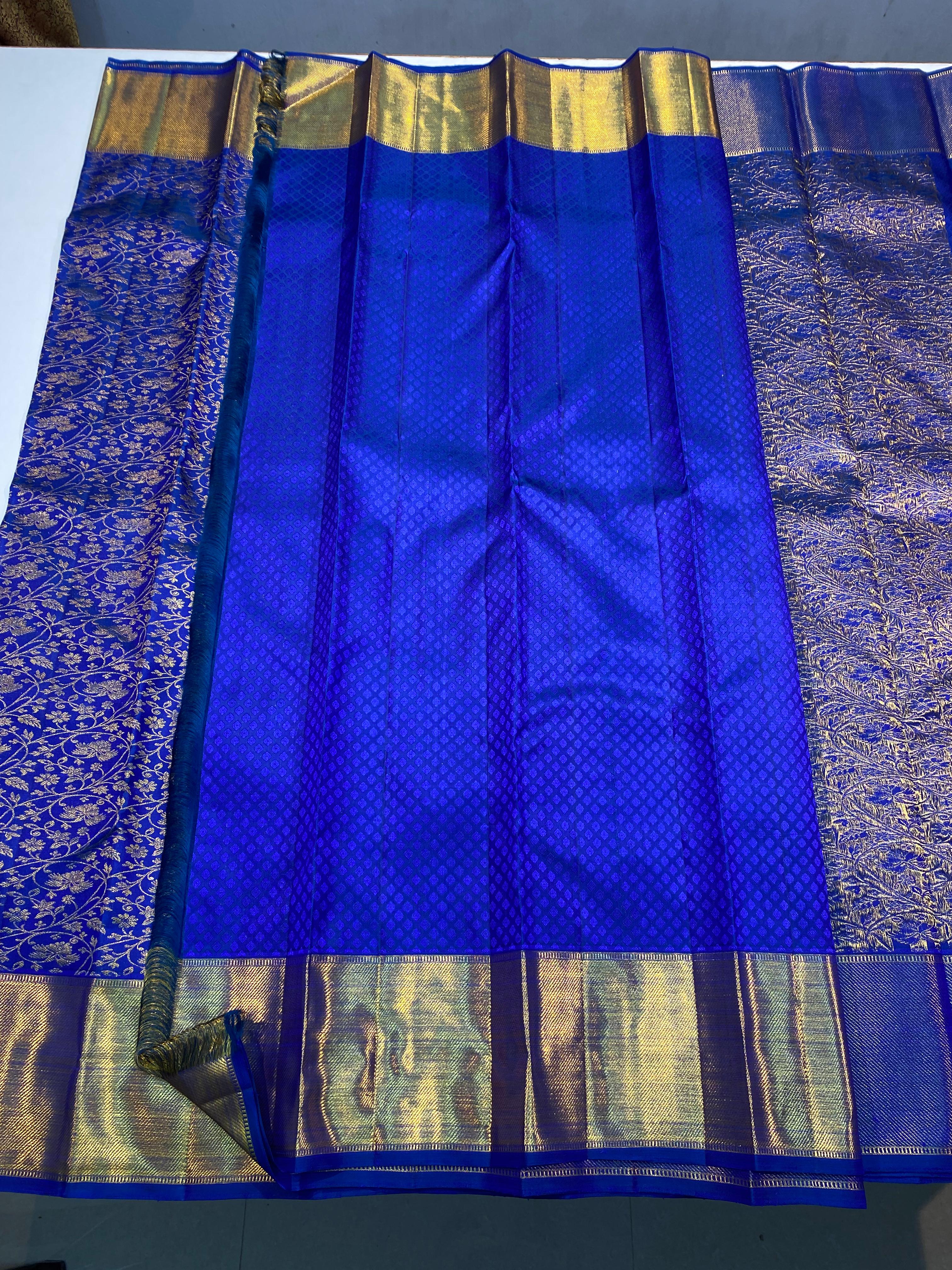 ROYAL BLUE COLOUR  ZARI BORDER COMBITION PURE KANCHI SILK SAREE