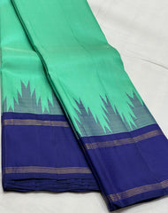 SKY BLUE/NAVY BLUE BORDER COMBITION PURE KANCHI SILK SAREE