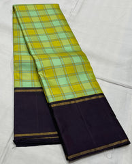 RADIUM GREEN/BROWN   BORDER COMBITION PURE KANCHI SILK SAREE