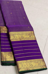 PURPLE/GOLD   BORDER COMBITION PURE KANCHI SILK SAREE