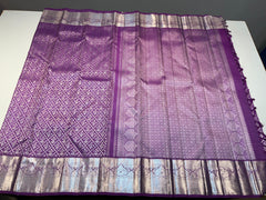 PURPLE  COLOUR  ZARI BORDER COMBITION PURE KANCHI SILK SAREE