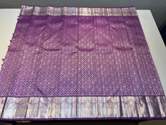 PURPLE  COLOUR  ZARI BORDER COMBITION PURE KANCHI SILK SAREE