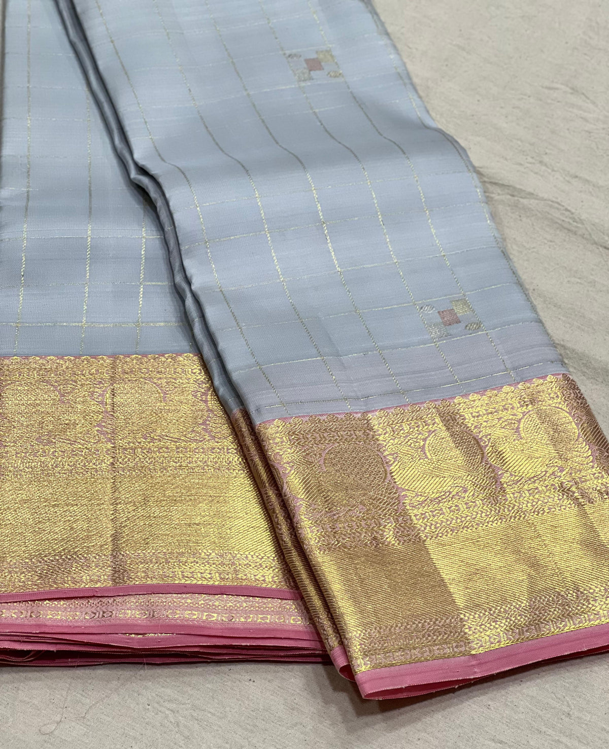 LITE SKY BLUE/LILAC BORDER COMBITION PURE KANCHI SILK SAREE