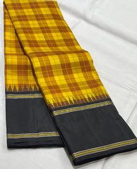 MUSTARD YELLOW/BLACK  TEMPLE BOARDER SAREE