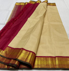 TORQUISE GREEN/LILAC BORDER COMBITION PURE KANCHI SILK SAREE