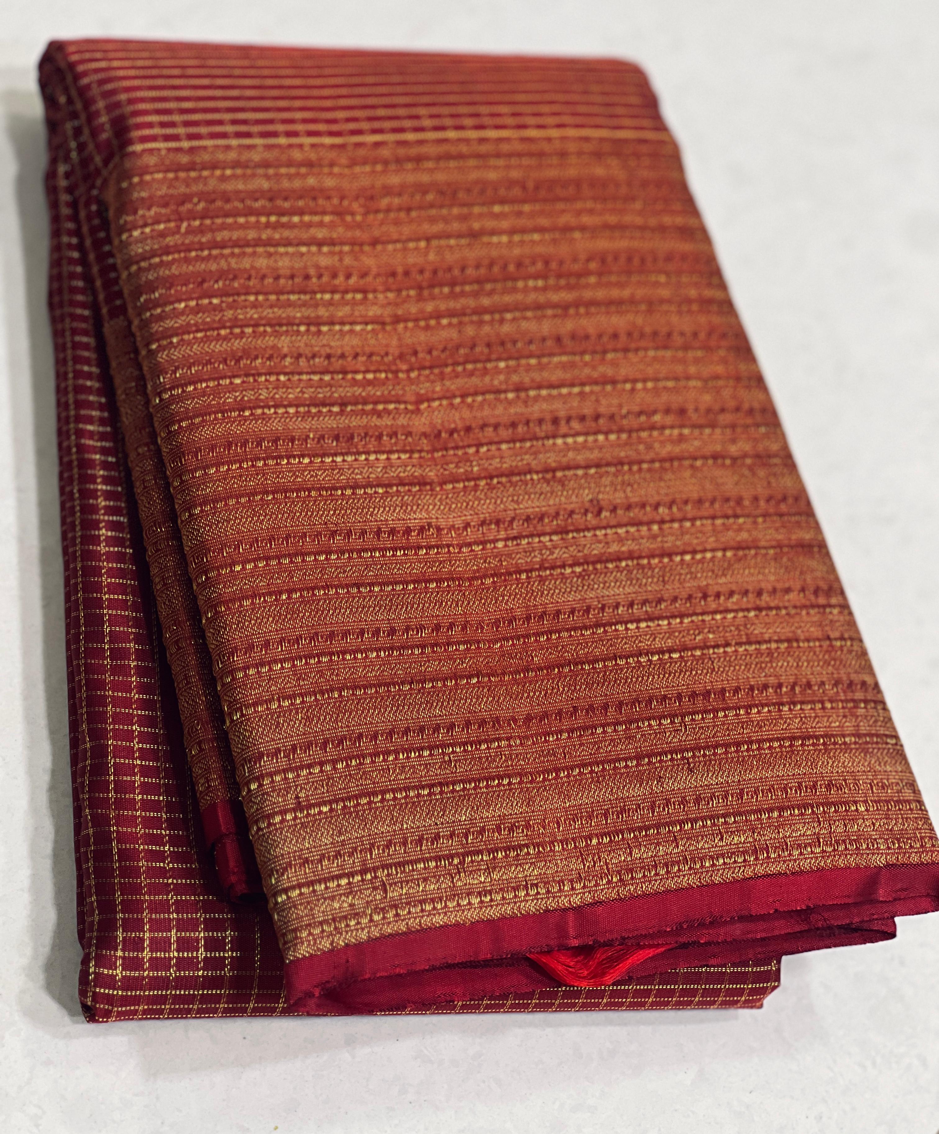 MAROON/GOLD BORDER COMBITION PURE KANCHI SILK SAREE