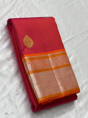 PINK/ORANGE BORDER COMBITION PURE KANCHI SILK SAREE