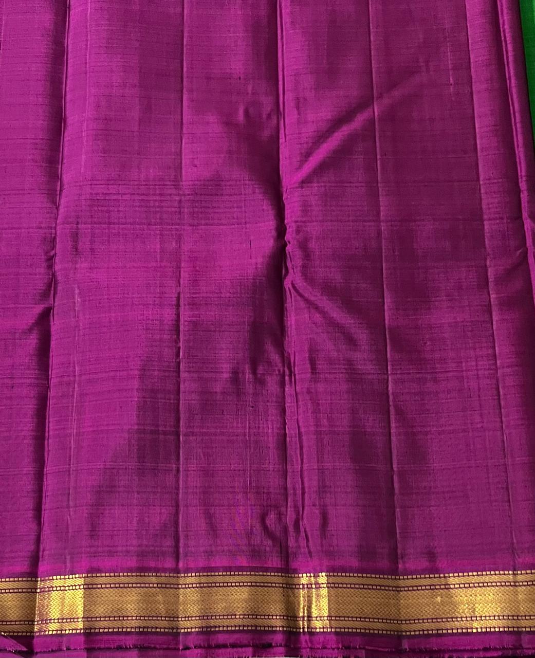 GREEN/PURPLE BORDER COMBITION PURE KANCHI SILK SAREE