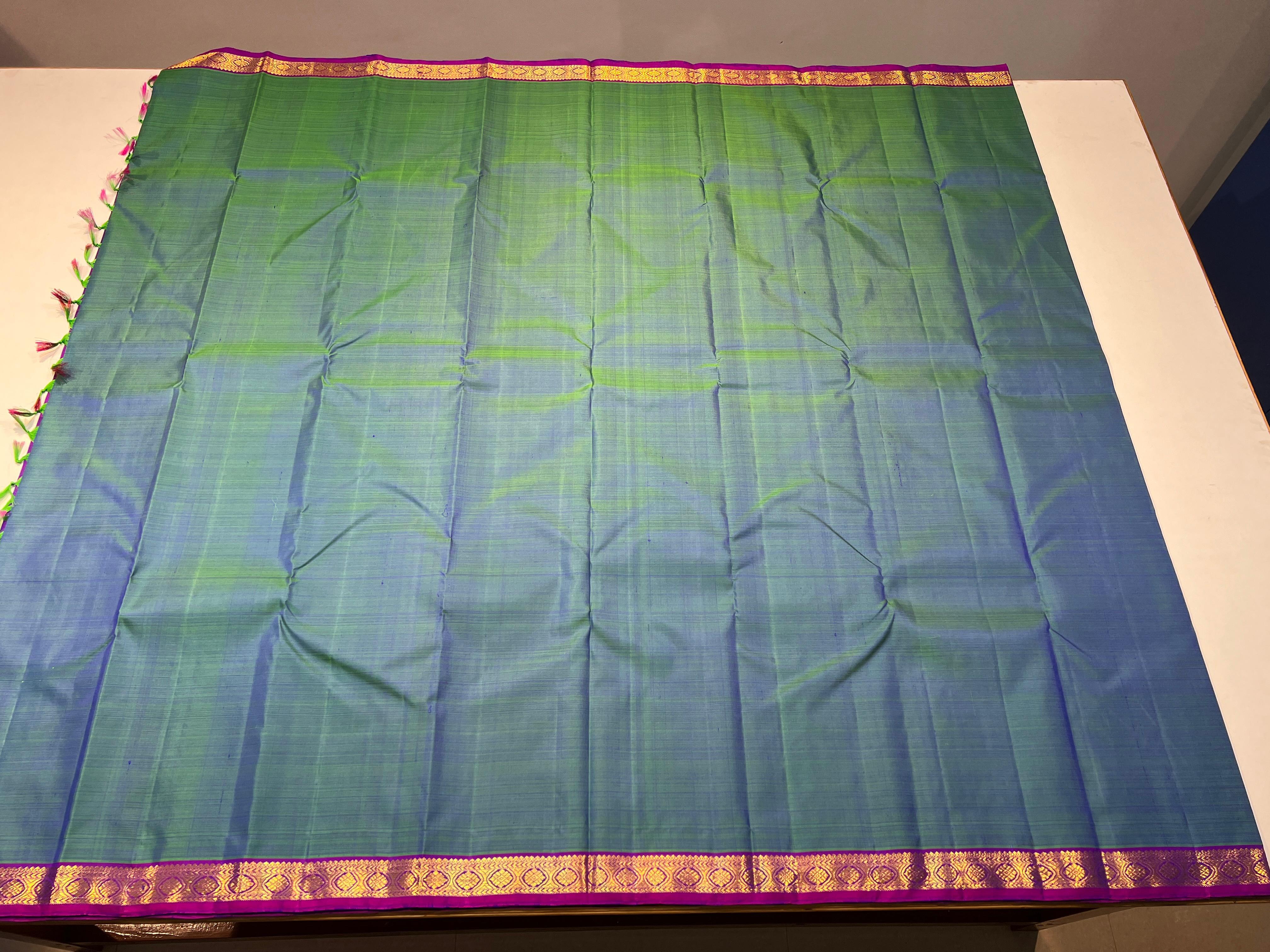 RAMA BLUE/PURPLE  BORDERLESS SAREE