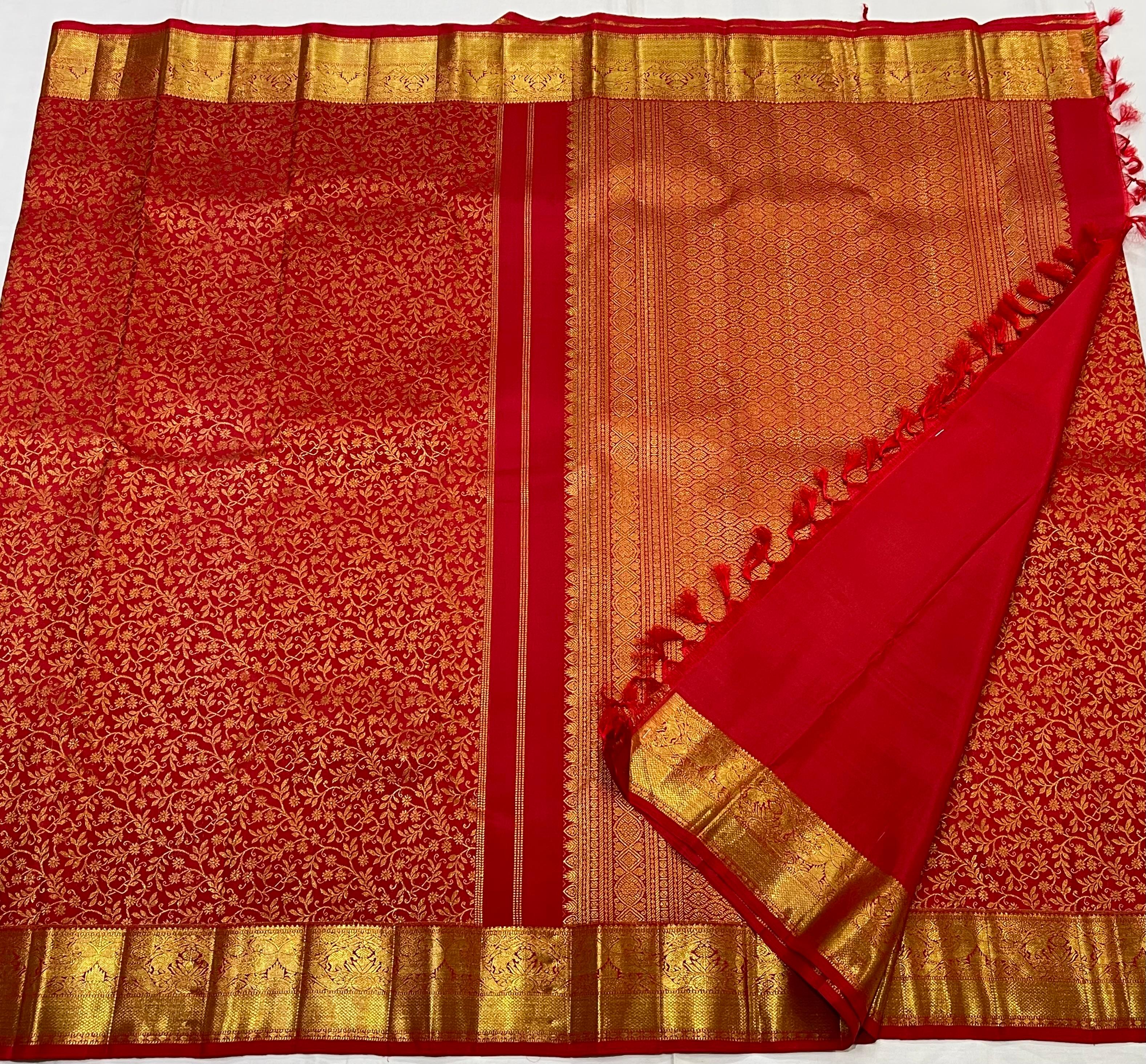 OANGISH RED BORDER COMBITION PURE KANCHI SILK SAREE