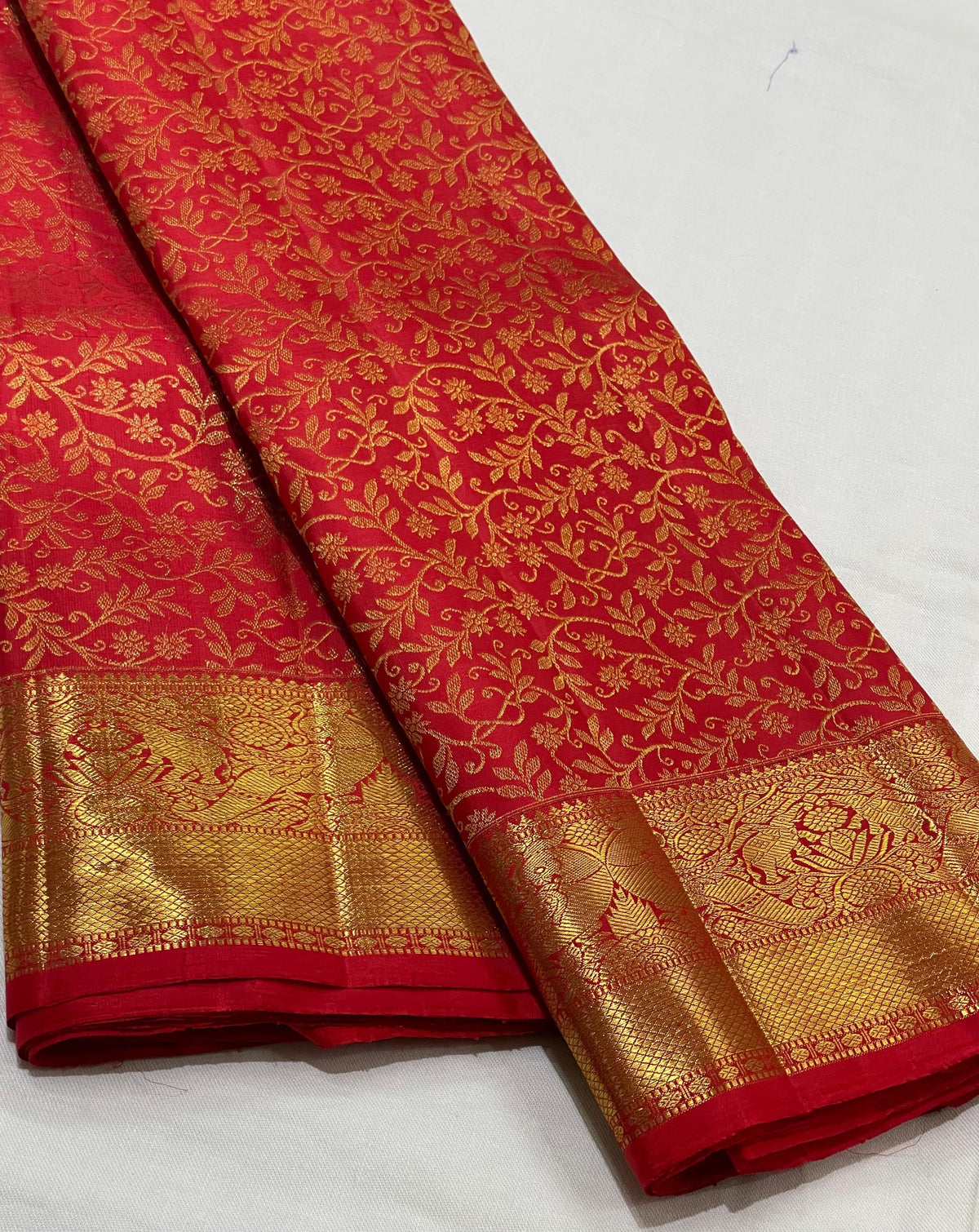 OANGISH RED BORDER COMBITION PURE KANCHI SILK SAREE