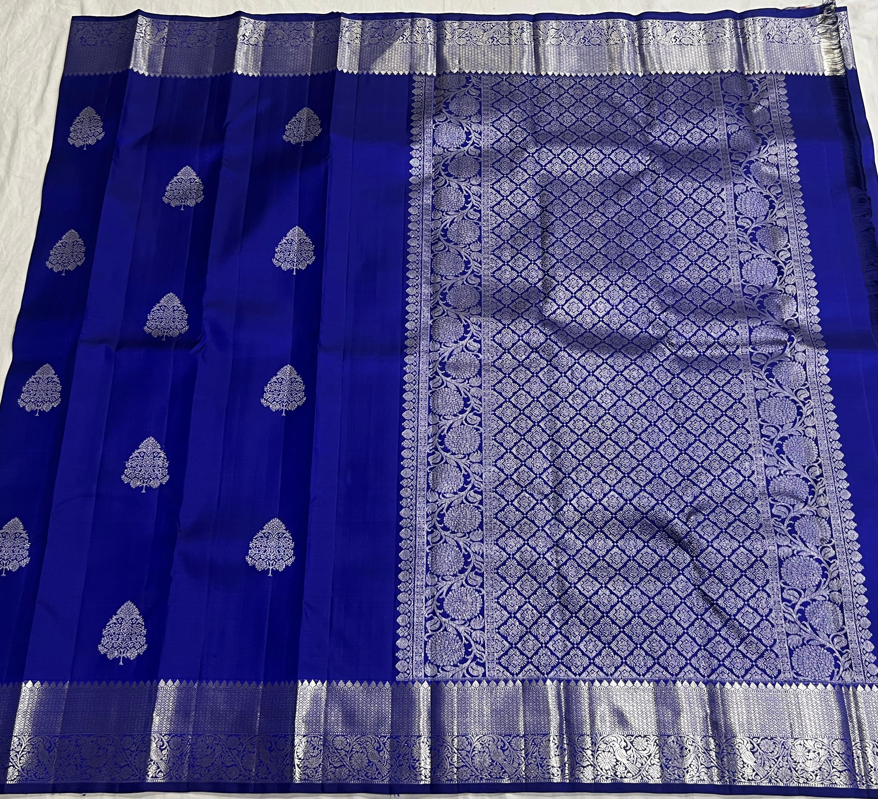 ROYAL BLUE  BORDER COMBITION PURE KANCHI SILK SAREE