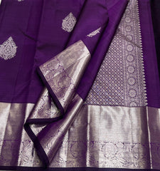 PURPLE BORDER COMBITION PURE KANCHI SILK SAREE