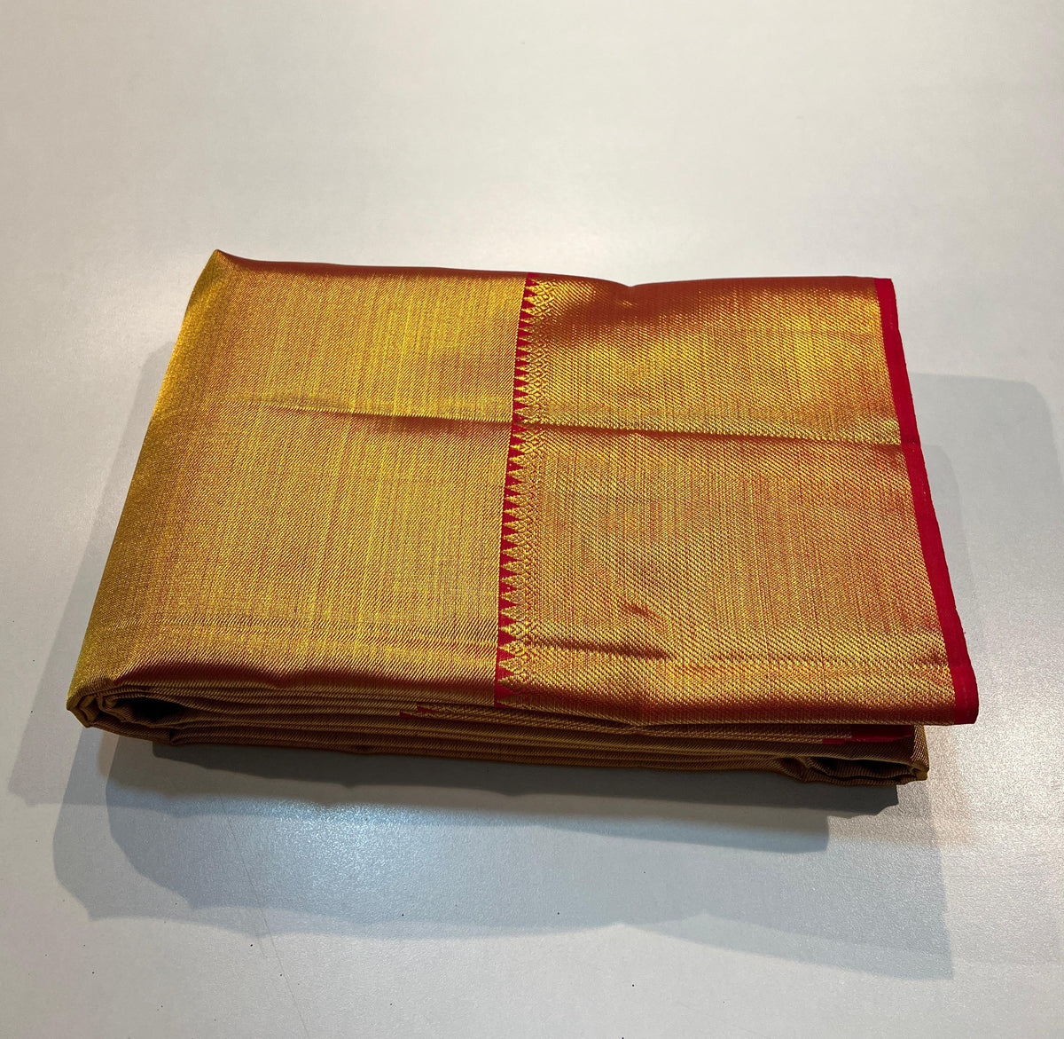 GOLD/RED  BORDER COMBITION PURE KANCHI SILK SAREE