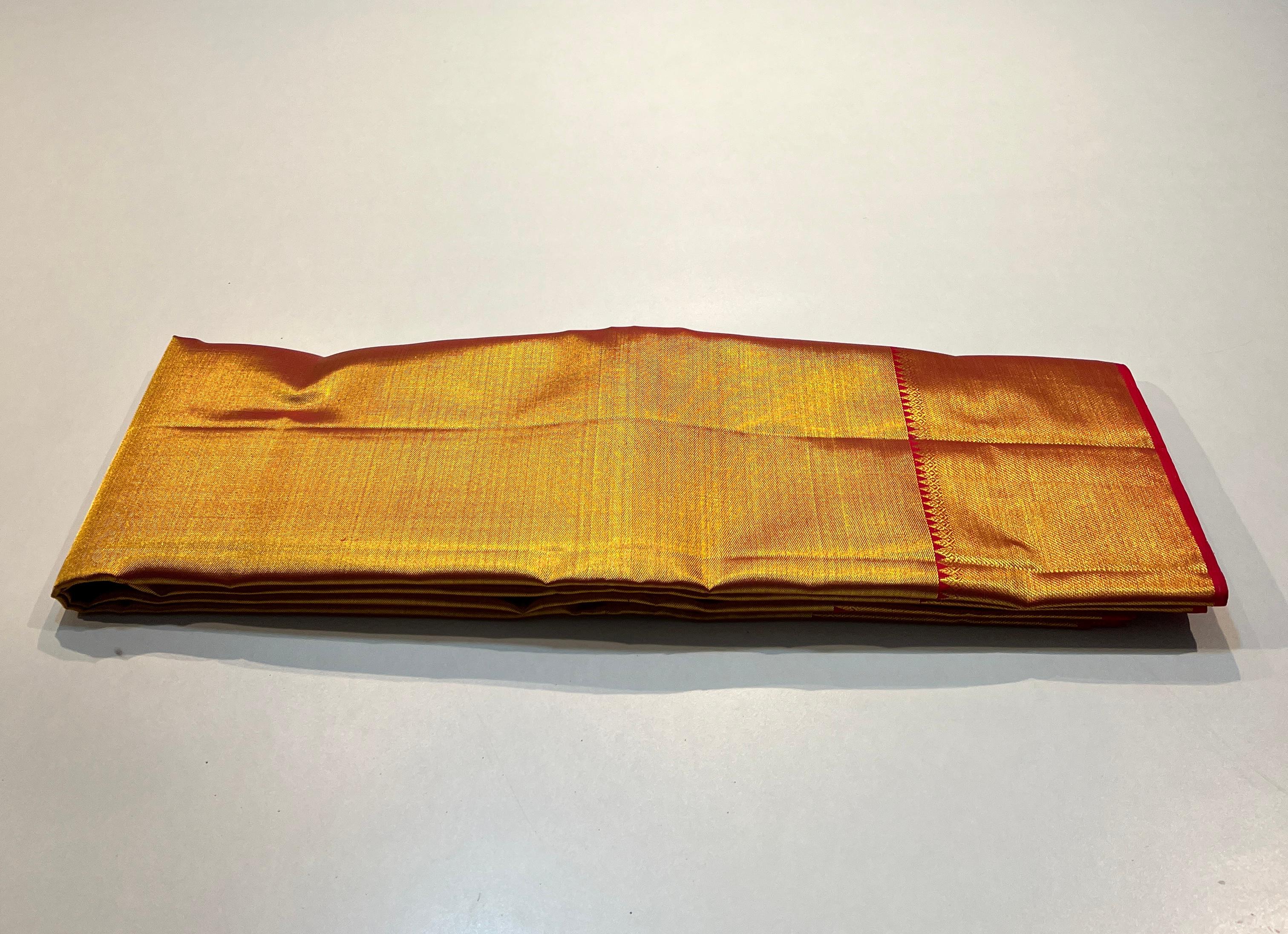 GOLD/RED  BORDER COMBITION PURE KANCHI SILK SAREE