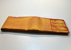 RED/ GOLD COLOUR  ZARI BORDER COMBITION PURE KANCHI SILK SAREE