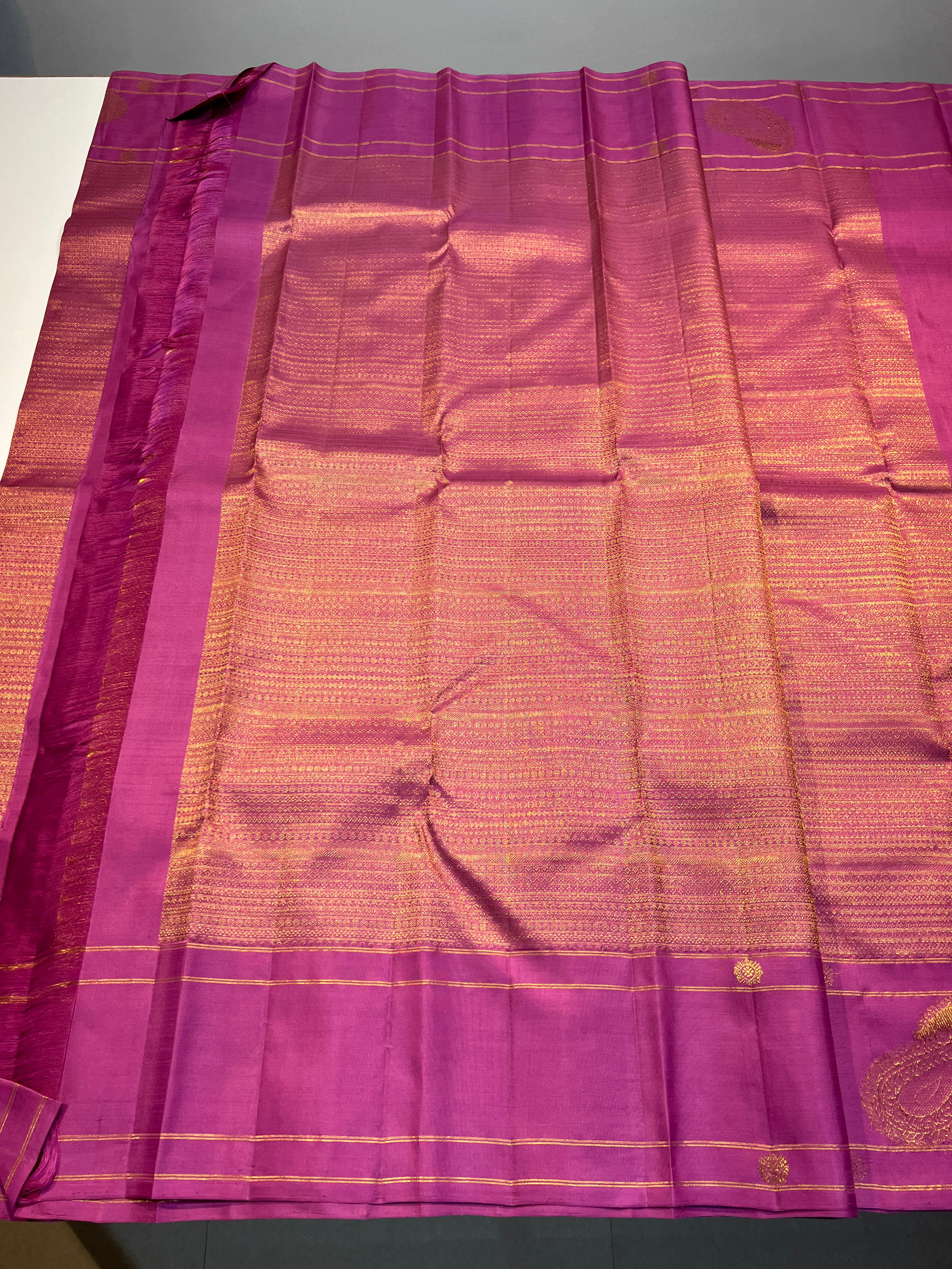 PINK/GOLD COLOUR  ZARI BORDER COMBITION PURE KANCHI SILK SAREE