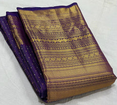 VOILET  COLOUR  ZARI BORDER COMBITION PURE KANCHI SILK SAREE