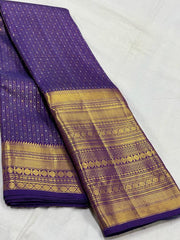 VOILET  COLOUR  ZARI BORDER COMBITION PURE KANCHI SILK SAREE