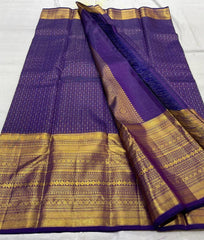 VOILET  COLOUR  ZARI BORDER COMBITION PURE KANCHI SILK SAREE