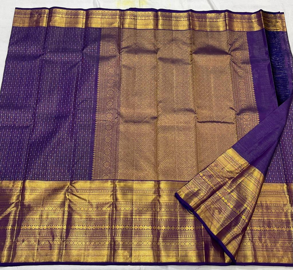 VOILET  COLOUR  ZARI BORDER COMBITION PURE KANCHI SILK SAREE