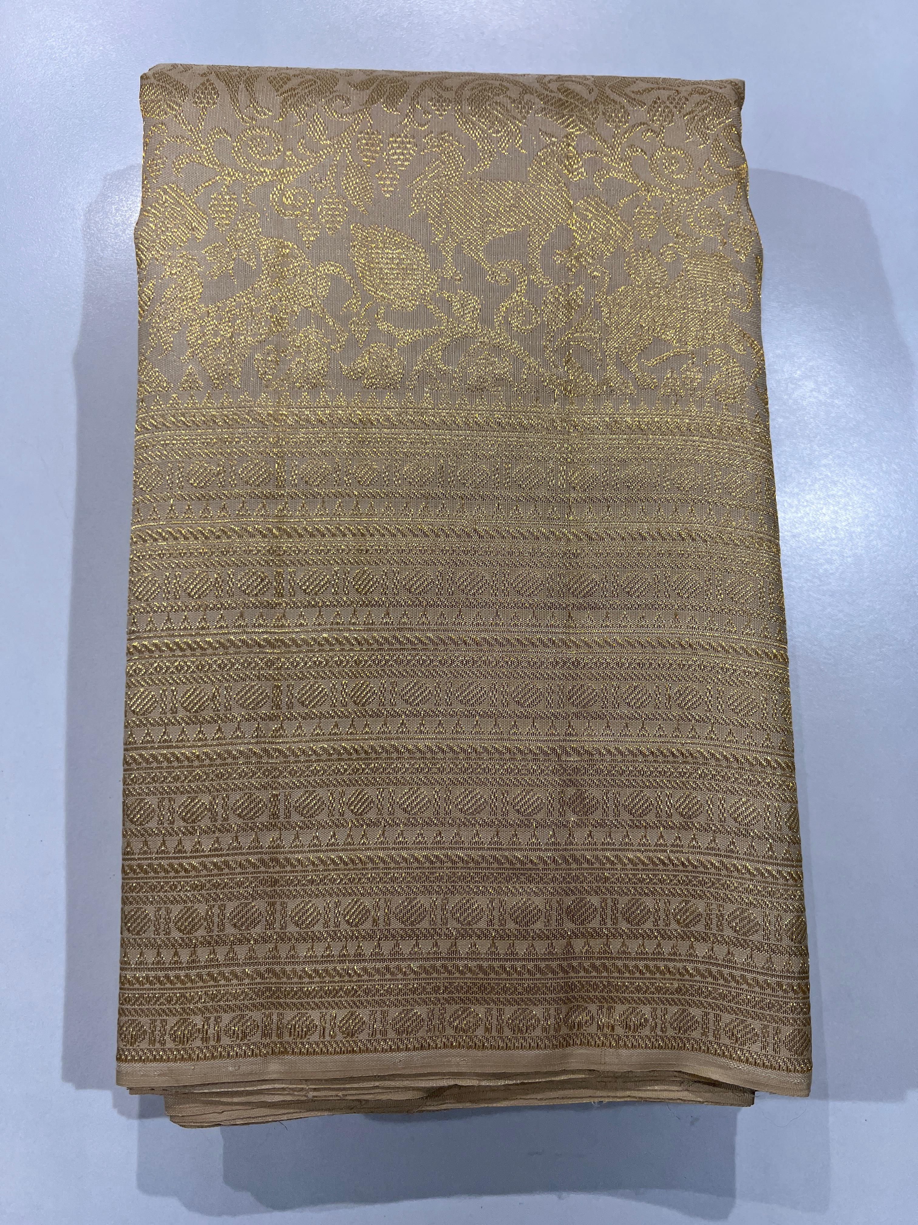 LITE GOLD COLOUR  ZARI BORDER COMBITION PURE KANCHI SILK SAREE