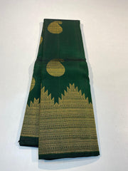 BOTTLE GREEN COLOUR  ZARI BORDER COMBITION PURE KANCHI SILK SAREE (Copy)