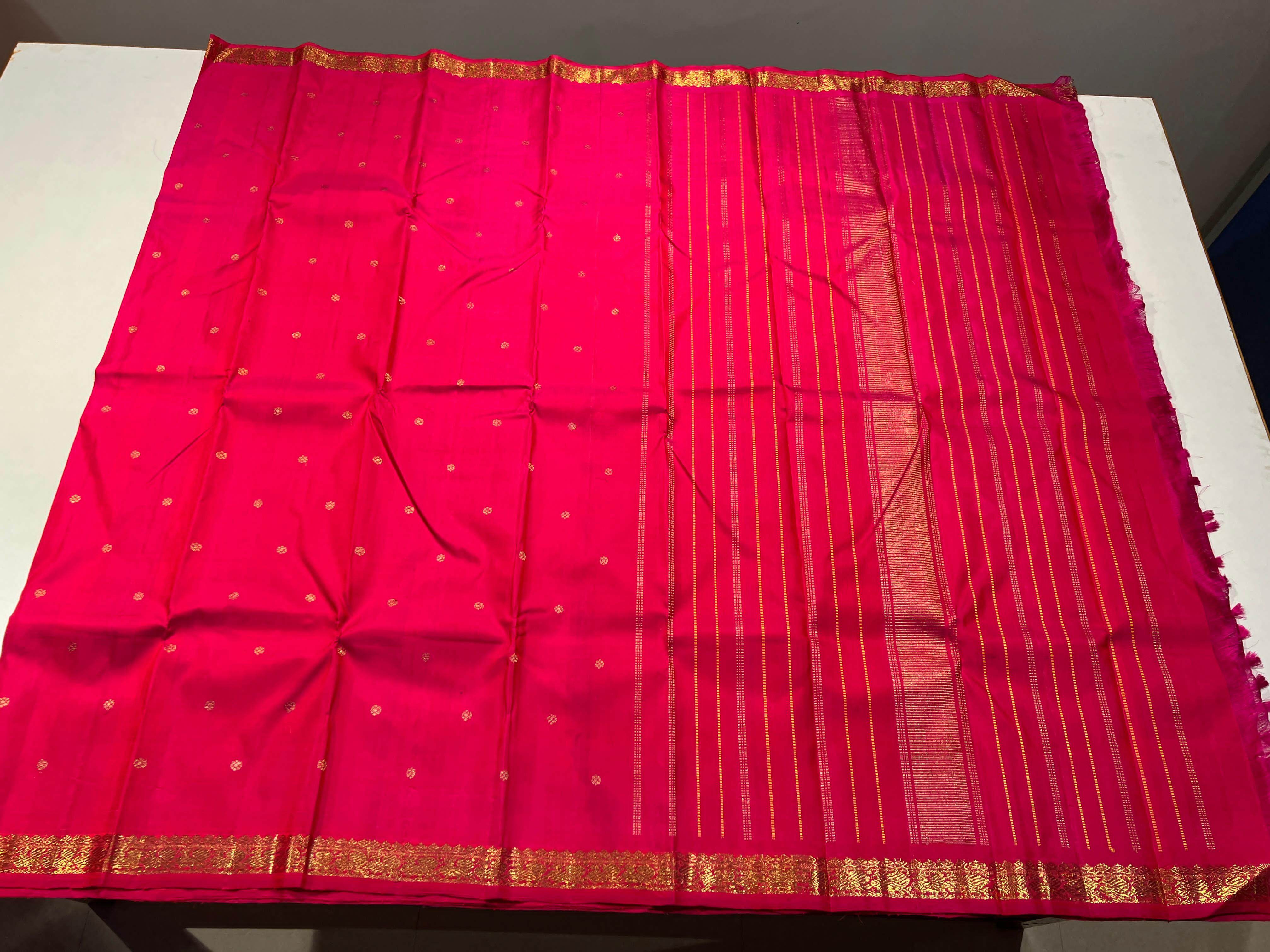 PINK COLOUR  ZARI BORDER COMBITION PURE KANCHI SILK SAREE