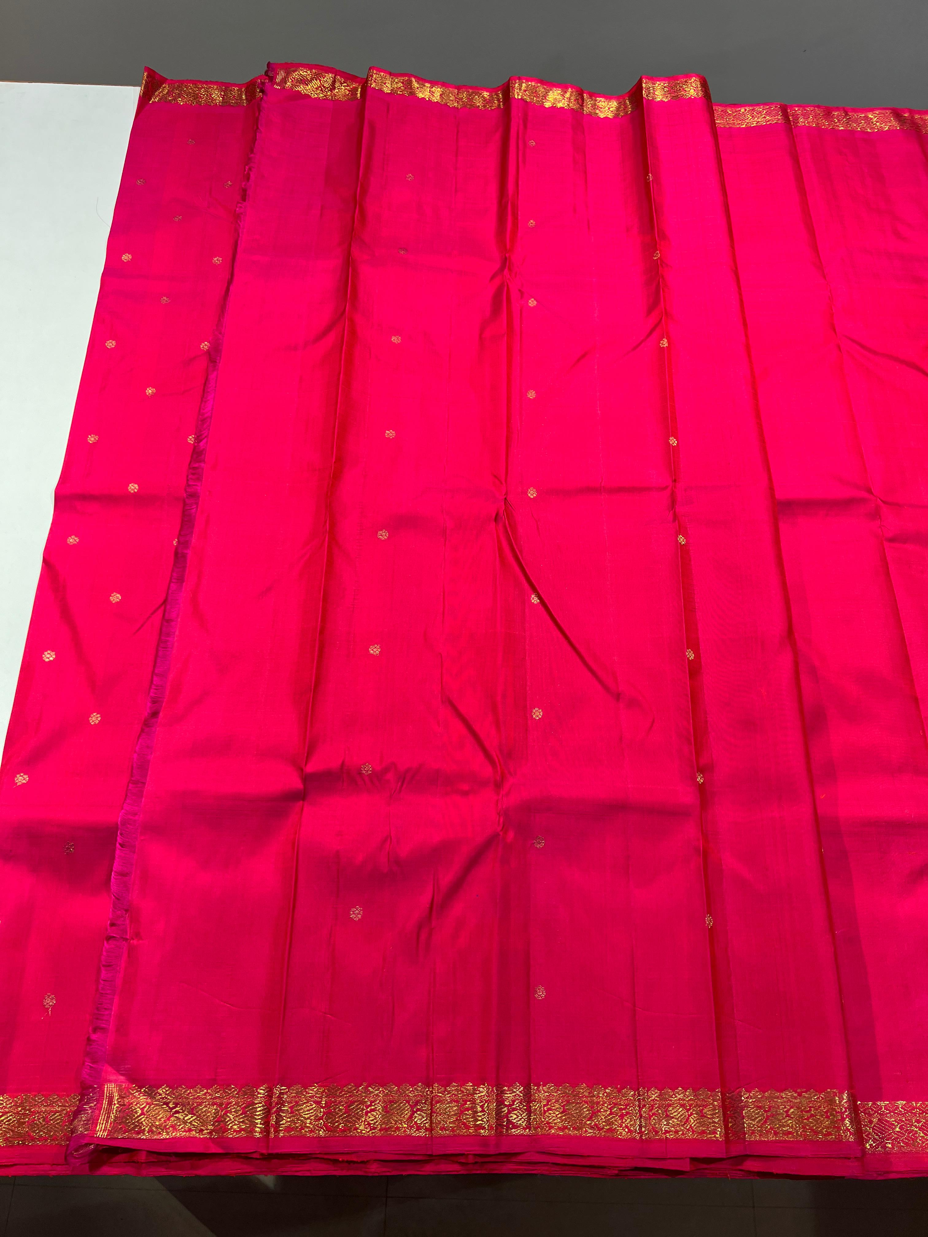 PINK COLOUR  ZARI BORDER COMBITION PURE KANCHI SILK SAREE