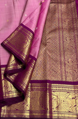 BABY PINK/PURPLE COLOUR  ZARI BORDER COMBITION PURE KANCHI SILK SAREE