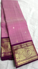 BABY PINK/PURPLE COLOUR  ZARI BORDER COMBITION PURE KANCHI SILK SAREE