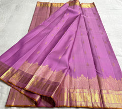 LILAC COLOUR  ZARI BORDER COMBITION PURE KANCHI SILK SAREE