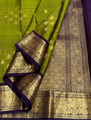 GREEN/VOILET COLOUR ZARI COMBINITION PURE SILK SAREES