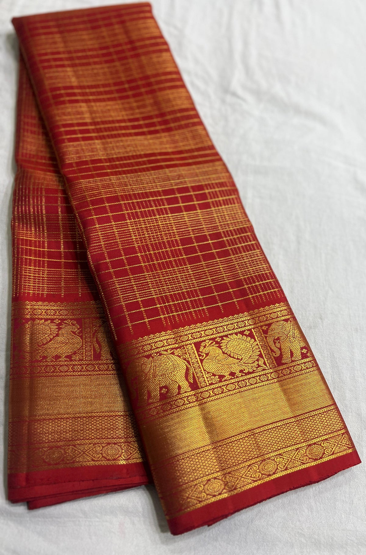 MAROONISH RED COLOUR  ZARI BORDER COMBITION PURE KANCHI SILK SAREE