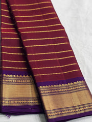 MAROON/PURPLE  COLOUR  ZARI BORDER COMBITION PURE KANCHI SILK SAREE