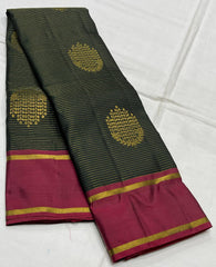 BOTTLE GREEN/MAROON PURE ZARI COLOUR COMBINITION SAREES