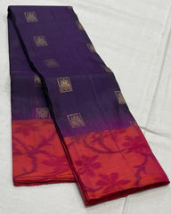 VOILET/RED  COLOUR ZARI COMBINITION PURE SILK SAREES