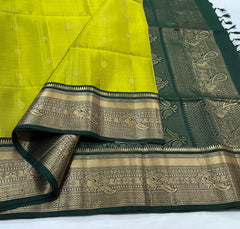 MEHANDI GREEN/BOTTLE GREEN COLOUR ZARI COMBINITION PURE SILK SAREES