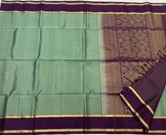 PISTA GREEN/WINE COLOUR ZARI COMBINITION PURE SILK SAREES